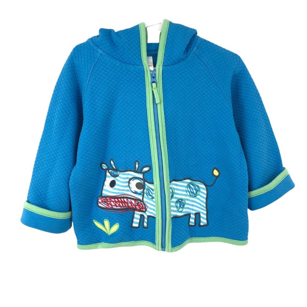 Hanna Andersson Cow Zip Up Quilted Jacket